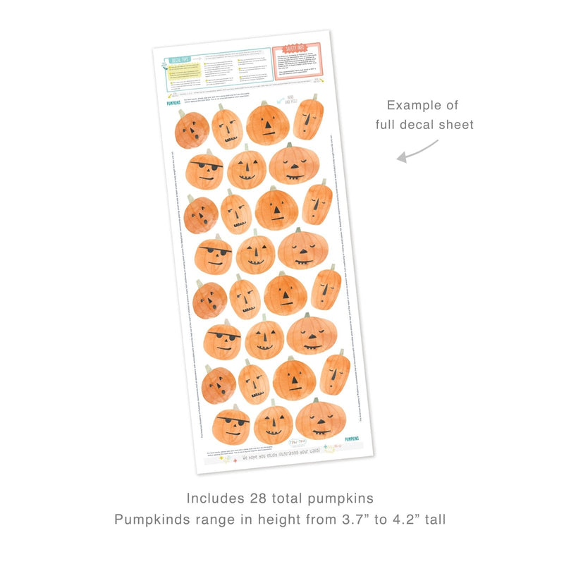 28-piece watercolor pumpkin decal sheet with assorted jack-o'-lantern faces, Halloween pumpkin stickers for crafts, scrapbooking, party decorations and seasonal DIY
