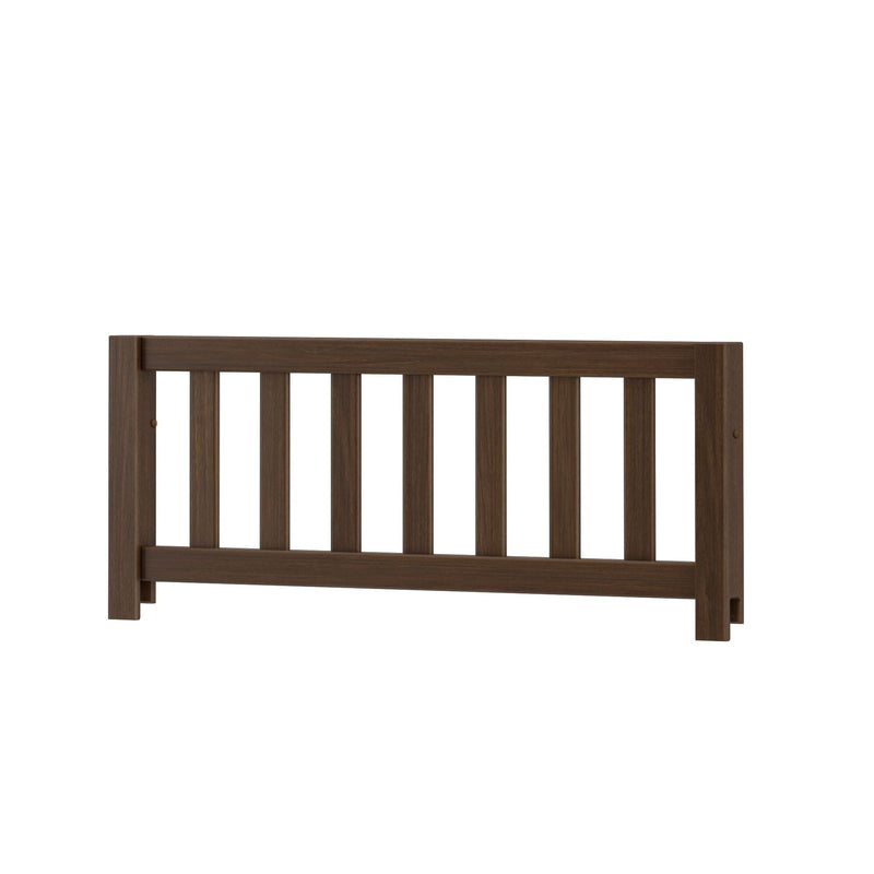 Dark walnut wooden slatted headboard for bed, modern farmhouse bedroom accent