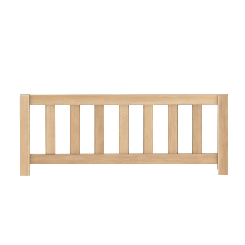 Light natural wood slatted bed headboard/footboard panel with horizontal rails and vertical slats, simple solid-wood design for modern farmhouse and Scandinavian bed frames