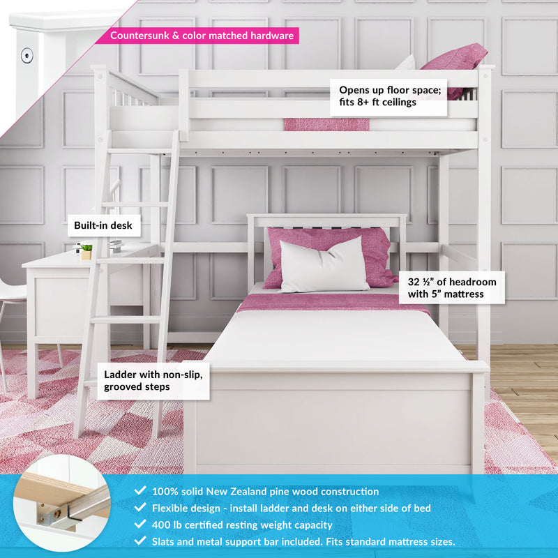 Twin Over Twin L-Shaped Bunk Bed With Desk
