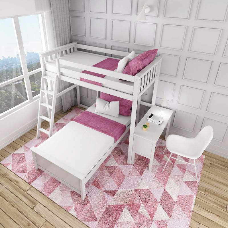Twin Over Twin L-Shaped Bunk Bed With Desk