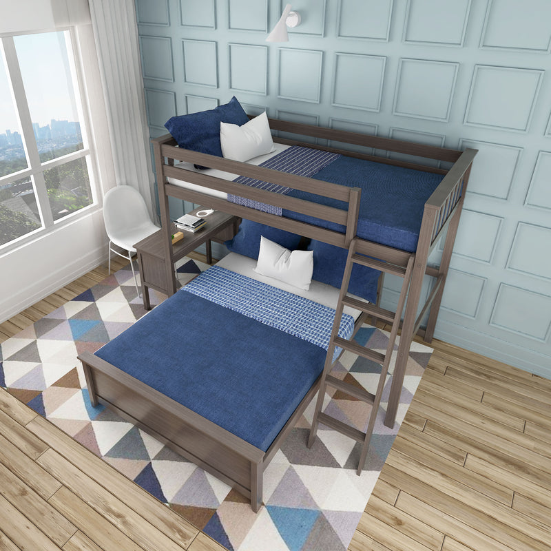Twin Over Full L-Shaped Bunk Bed With Desk