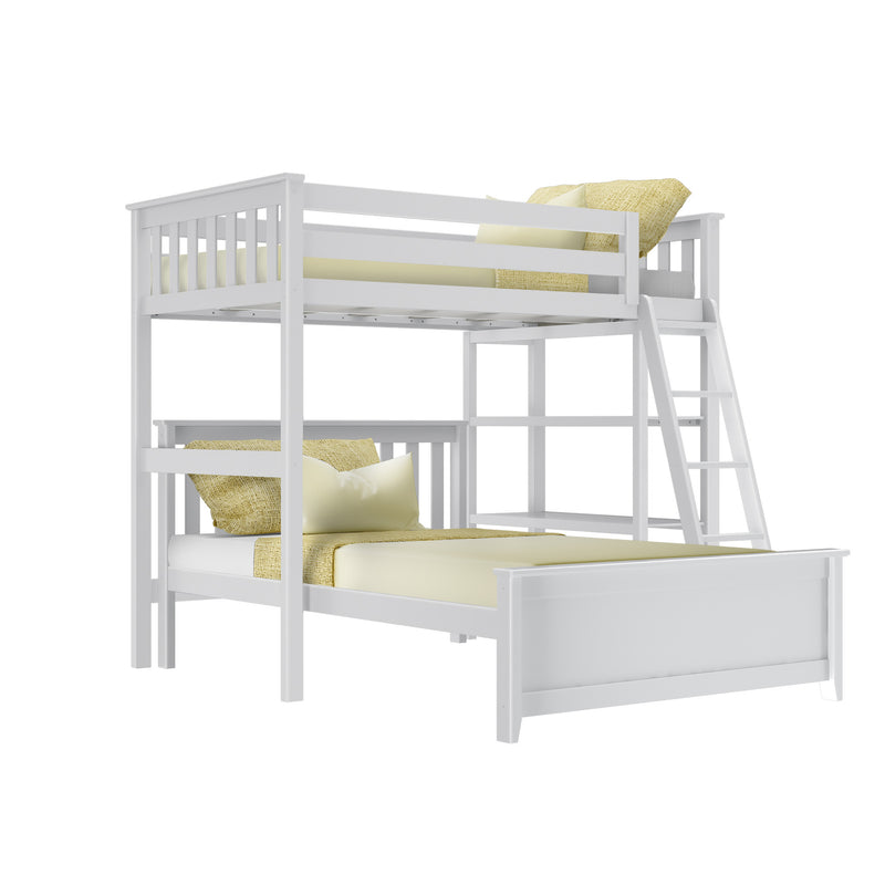 Twin Over Full L-Shaped Bunk Bed With Bookcase