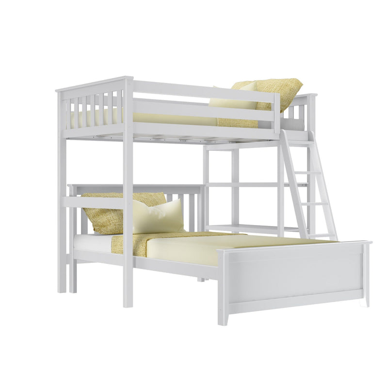 Twin Over Full L-Shaped Bunk Bed With Bookcase