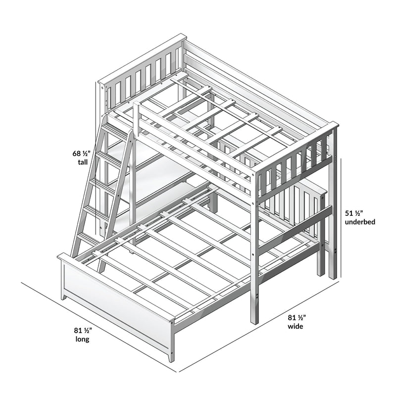 Twin Over Full L-Shaped Bunk Bed With Bookcase