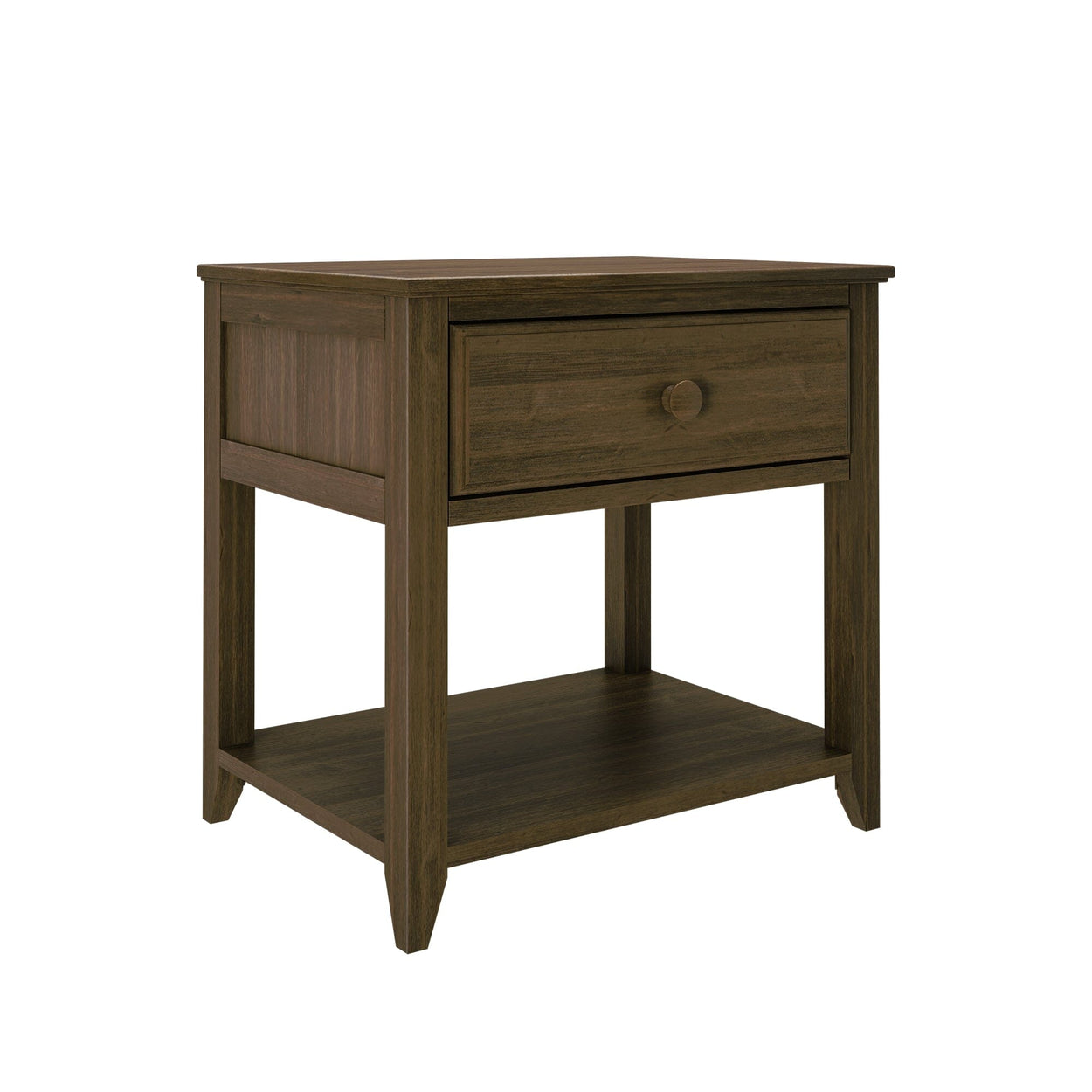 180001-008 : Furniture Nightstand with Drawer and Shelf, Walnut