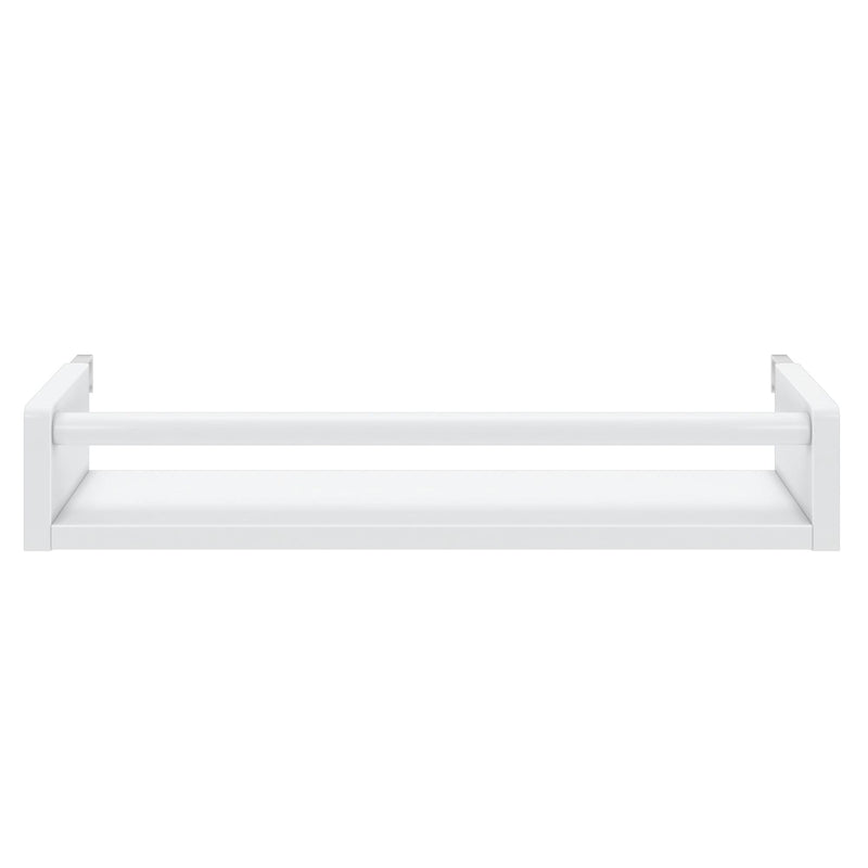 White wall-mounted storage shelf with modern design for home or office organization.