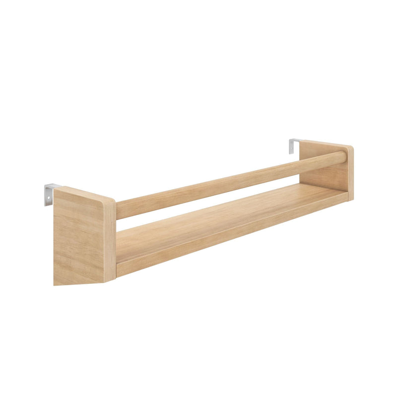 Wooden wall-mounted shelf with natural finish for home storage and organization.