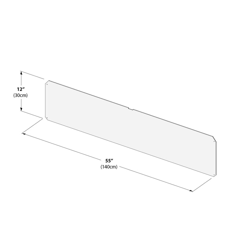 Diagram showing a rectangular panel measuring 55 inches (140 cm) in width and 12 inches (30 cm) in height with dimensions labeled.