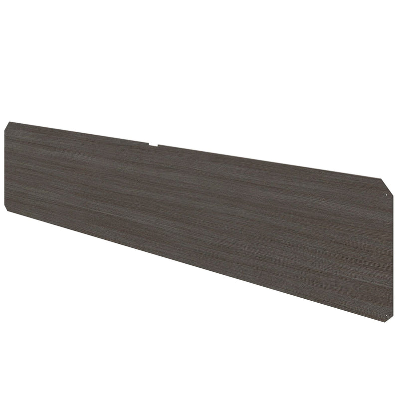 Dark wooden headboard panel for modern bedroom design.