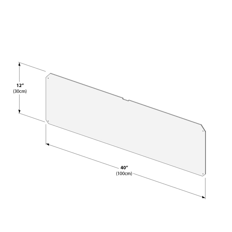 Diagram illustrating the dimensions of a 40-inch by 12-inch rectangular panel in both inches and centimeters, ideal for customization and installation planning.