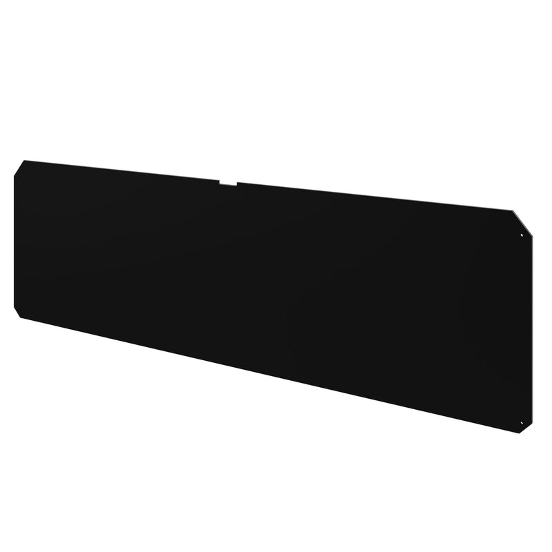 Black rectangular metal panel with beveled edges on a white background.