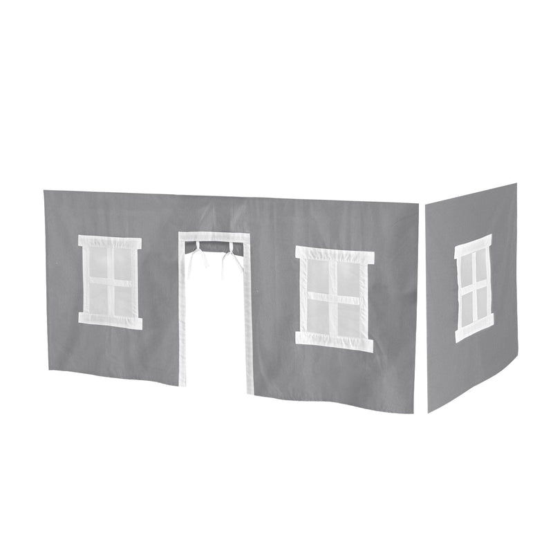 Gray playhouse tent with window and door opening, ideal indoor kids' playroom accessory.