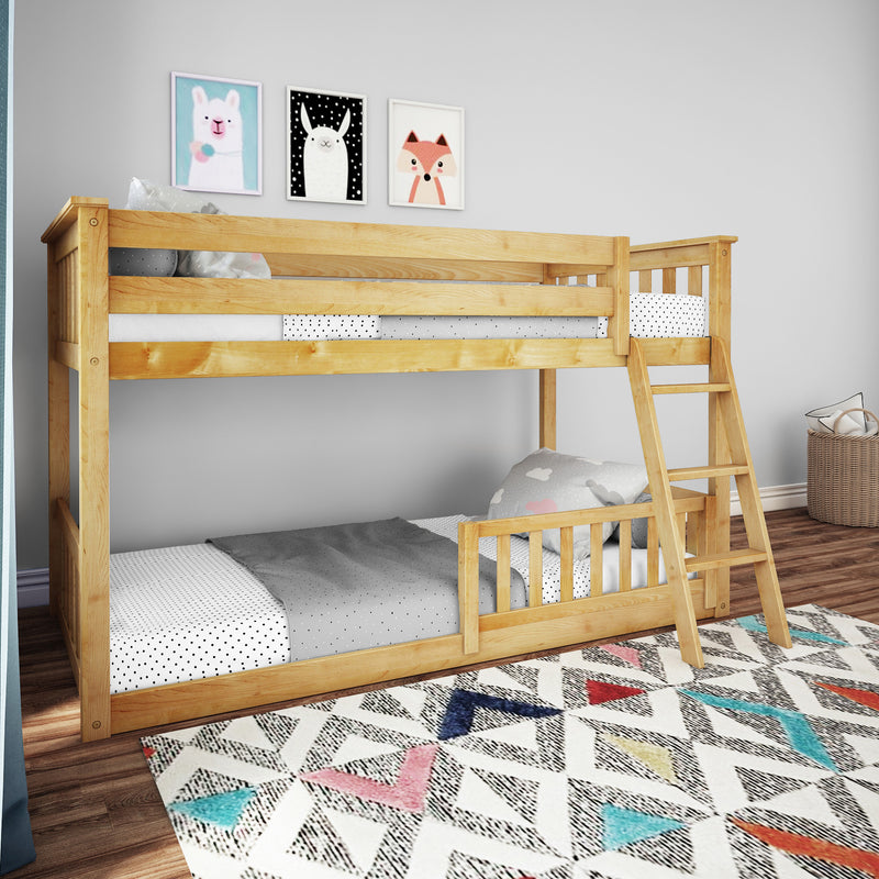 Twin Over Twin Low Bunk With Guardrails