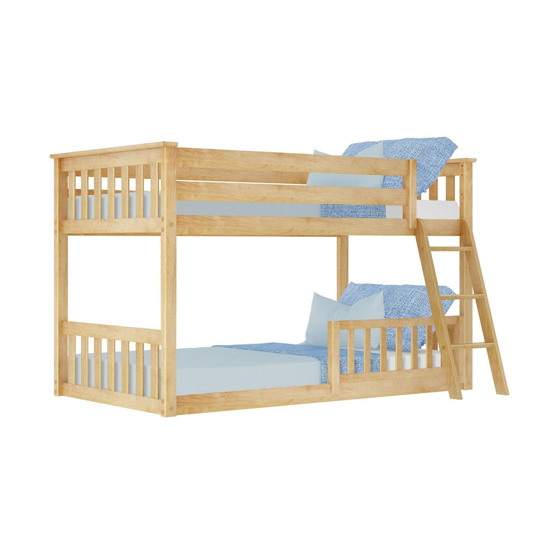 Twin Over Twin Low Bunk With Guardrails