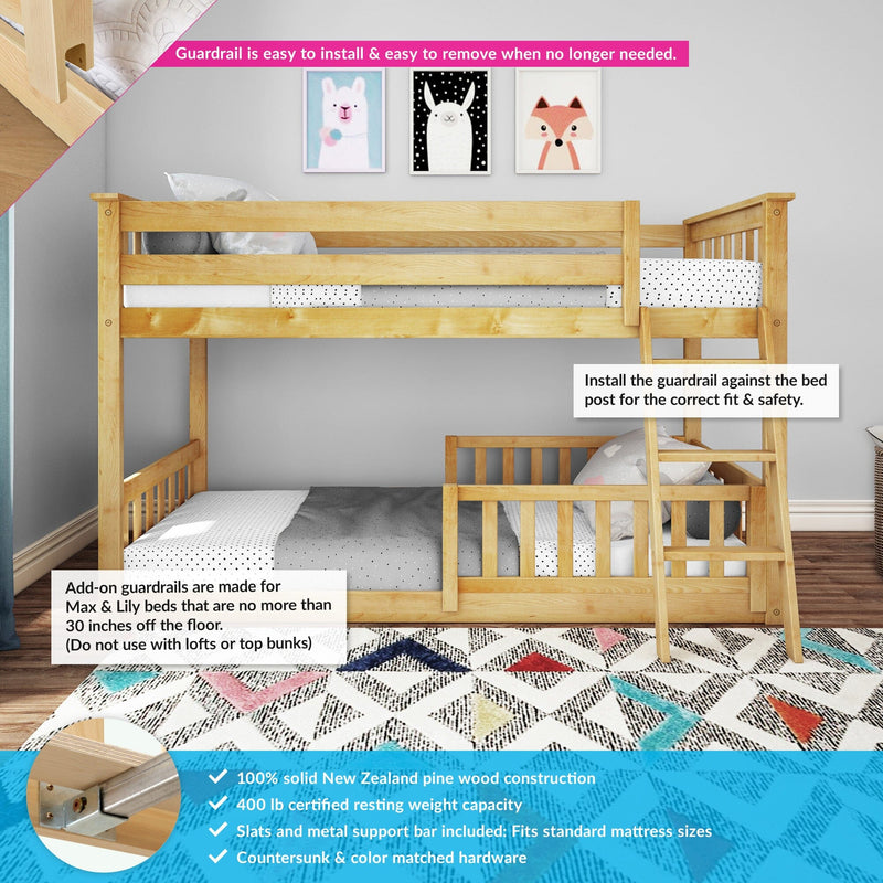 Twin Over Twin Low Bunk With Guardrails