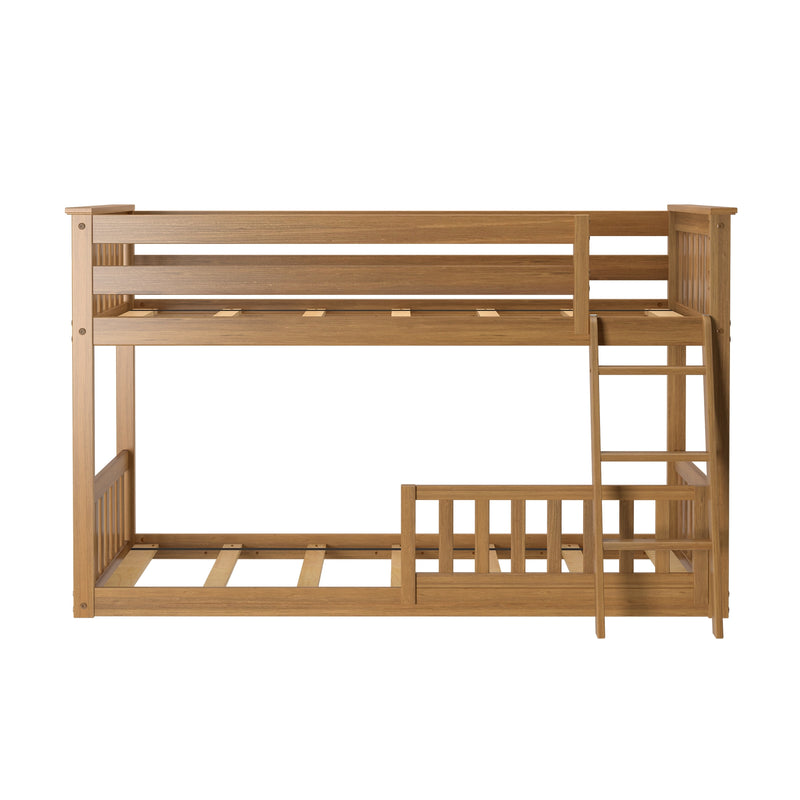 Twin Over Twin Low Bunk With Guardrails