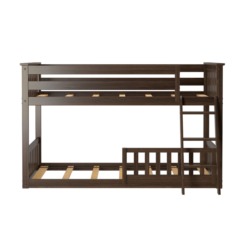 Twin Over Twin Low Bunk With Guardrails