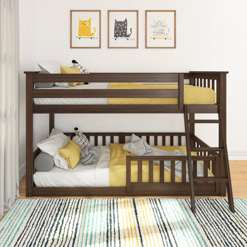 Twin Over Twin Low Bunk With Guardrails