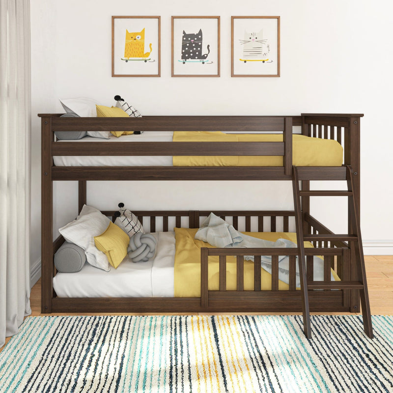 Twin Over Twin Low Bunk With Guardrails