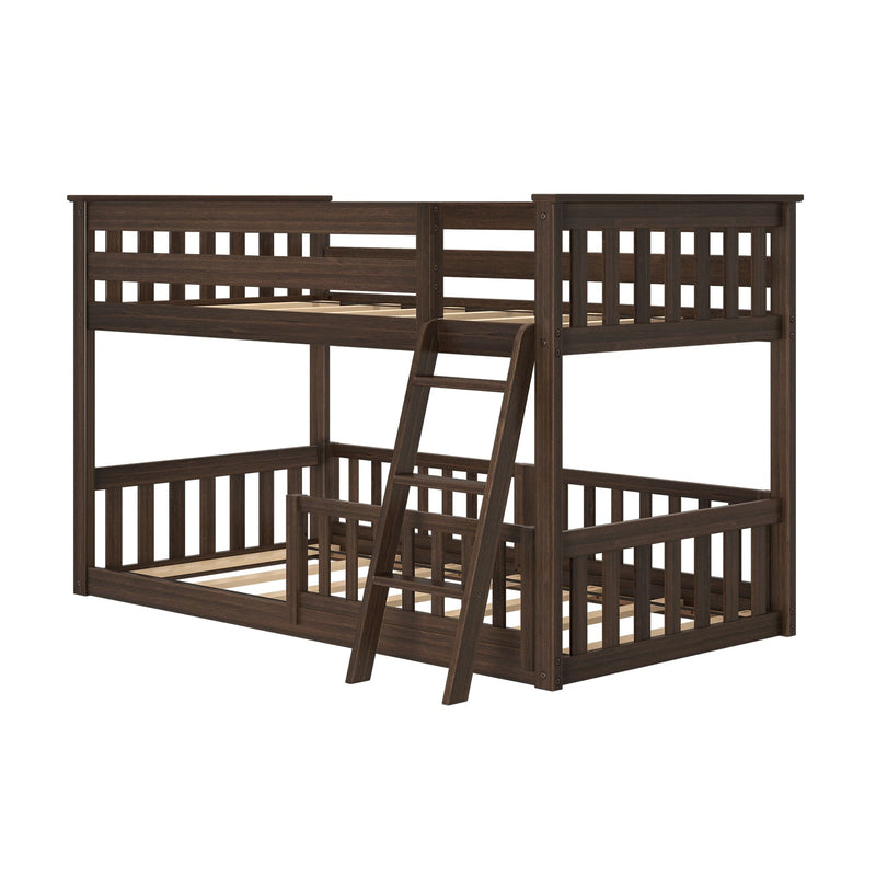Twin Over Twin Low Bunk With Guardrails