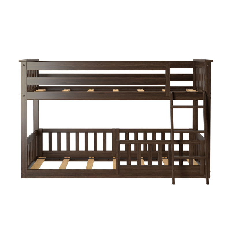 Twin Over Twin Low Bunk With Guardrails