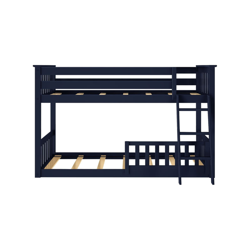 Twin Over Twin Low Bunk With Guardrails