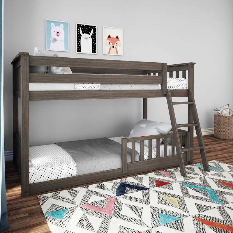 Twin Over Twin Low Bunk With Guardrails