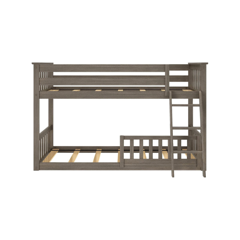 Twin Over Twin Low Bunk With Guardrails