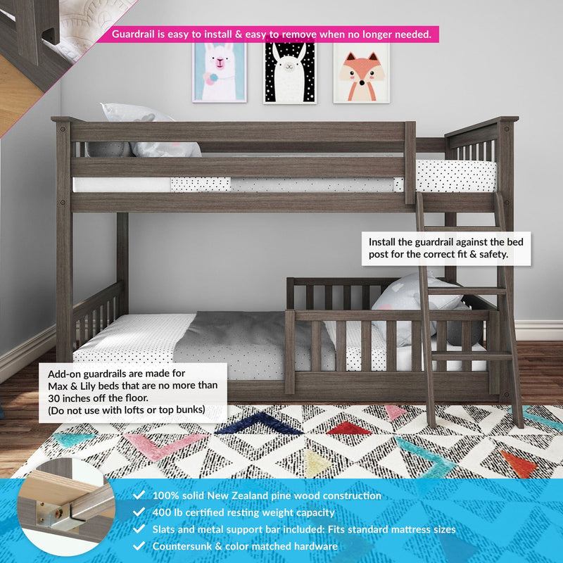 Twin Over Twin Low Bunk With Guardrails