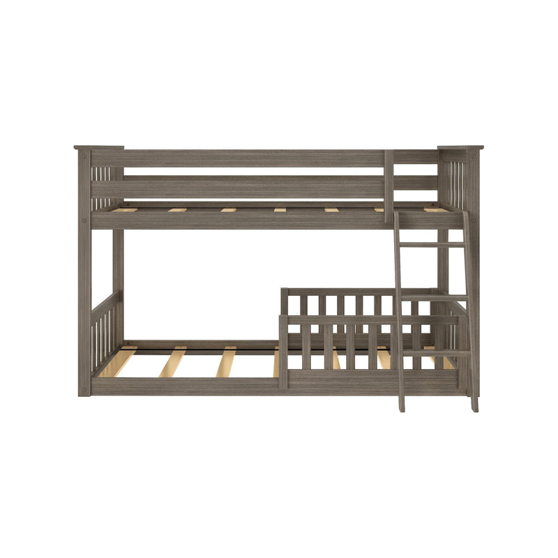 Twin Over Twin Low Bunk With Guardrails