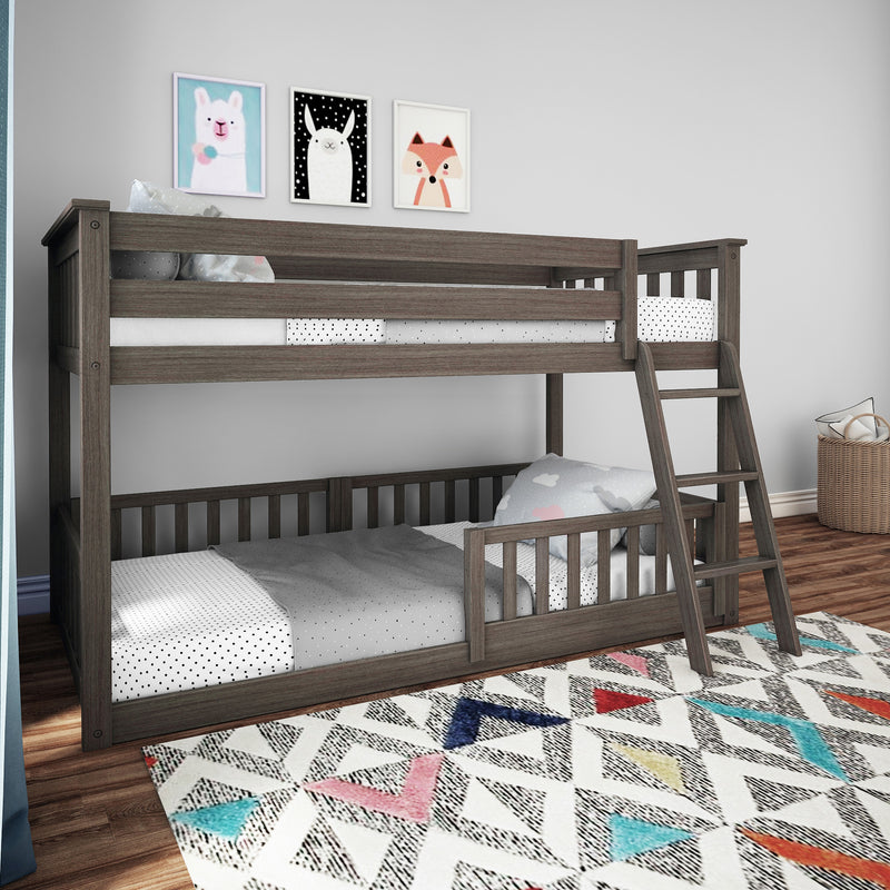 Twin Over Twin Low Bunk With Guardrails