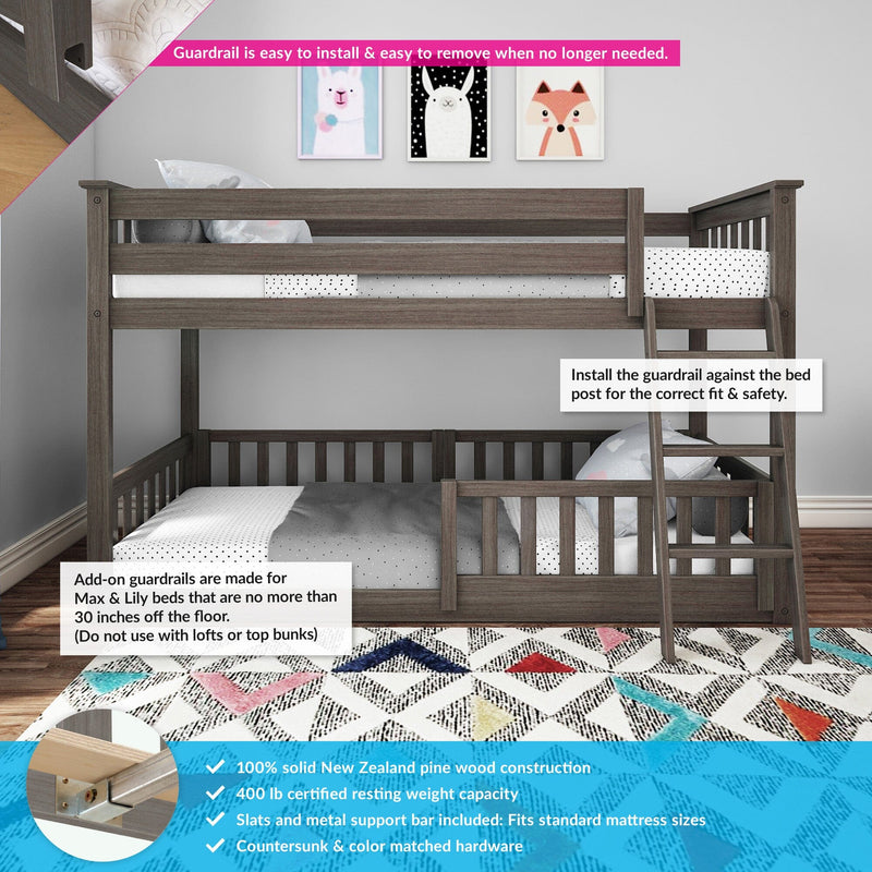 Twin Over Twin Low Bunk With Guardrails