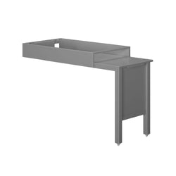 Gray metal extension desk for optimized workspace solutions.