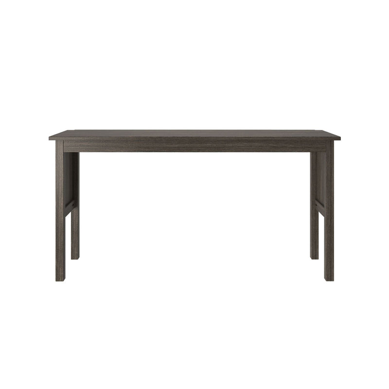 Minimalist dark gray wood console table with rectangular top and straight legs on white background product shot
