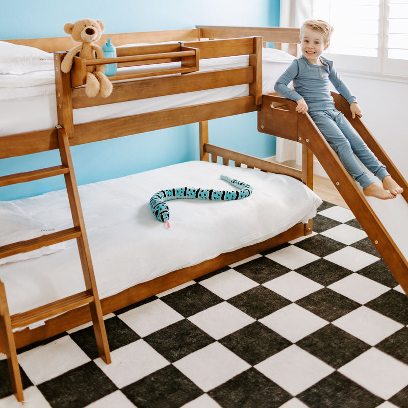 Twin Over Twin Low Bunk Bed With Slide
