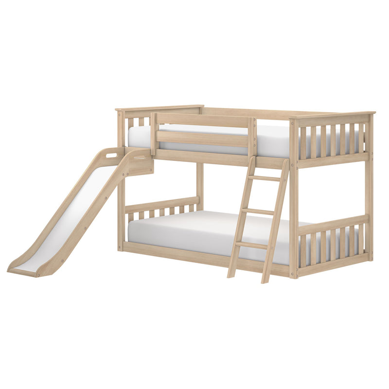 Twin Over Twin Low Bunk Bed With Slide