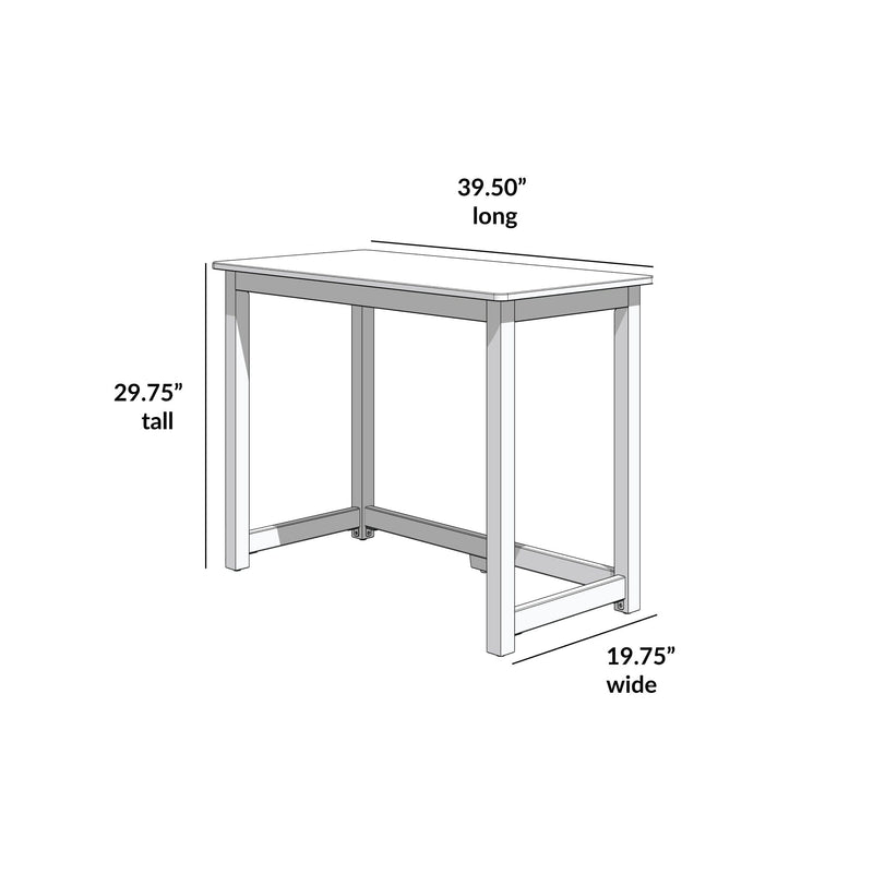 Compact rectangular writing desk with minimalist four-leg frame for home office and small spaces — dimensions 39.5 in long x 19.75 in wide x 29.75 in tall