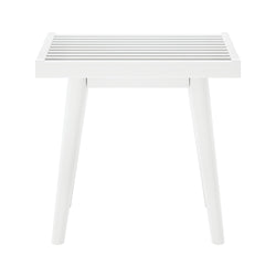 White slatted modern stool with clean lines and minimalist design for home decor.