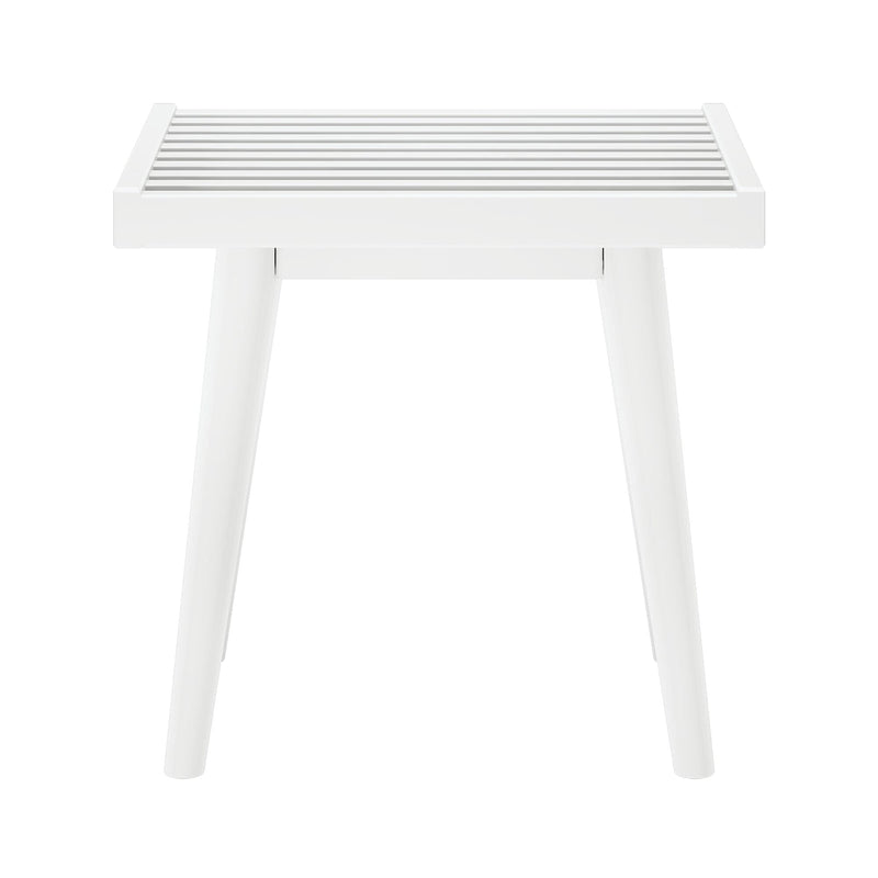 White slatted modern stool with clean lines and minimalist design for home decor.