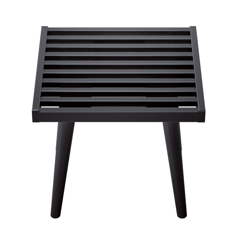 Black modern slatted outdoor coffee table with minimalist design