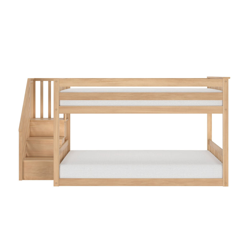 Full Over Full Low Bunk Bed With Stairs