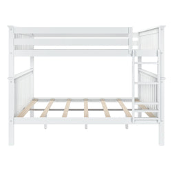 White wooden bunk bed frame with ladder, perfect for kids' bedroom furniture.