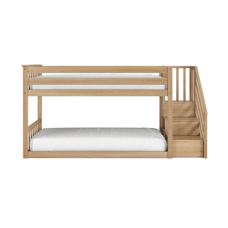 Twin Over Twin Low Bunk Bed With Stairs