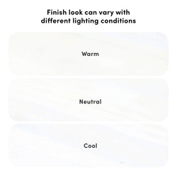 Comparison of surface finishes in varying lighting: warm, neutral, cool tones effect.