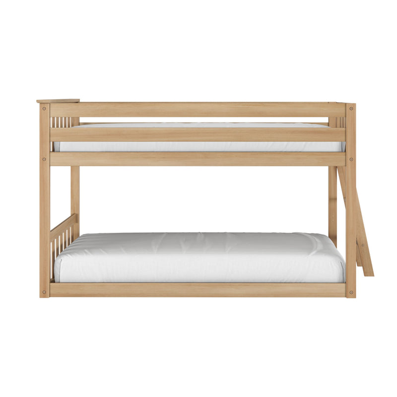 Twin Over Twin Low Bunk Bed With Ladder On End