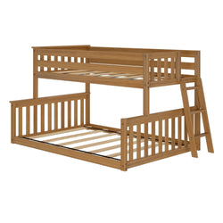 Wooden bunk bed with ladder, perfect for kids' room furniture.