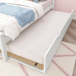 186100-002 : Kids Beds Classic Twin-Size Bed with Panel Headboard and Trundle, White