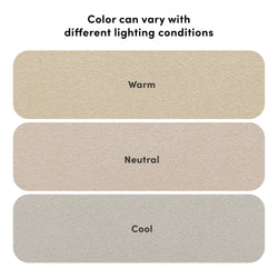 Color variation chart showing warm, neutral, and cool tones under different lighting conditions.
