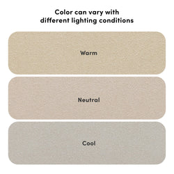 Color variation chart showing warm, neutral, and cool tones under different lighting conditions.